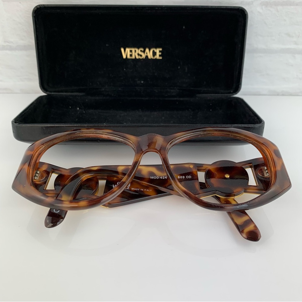 RARE Vintage GIANNI VERSACE MOD 424/ COL.869 OD Tortoise Sunglasses - Picture 3 of 11
